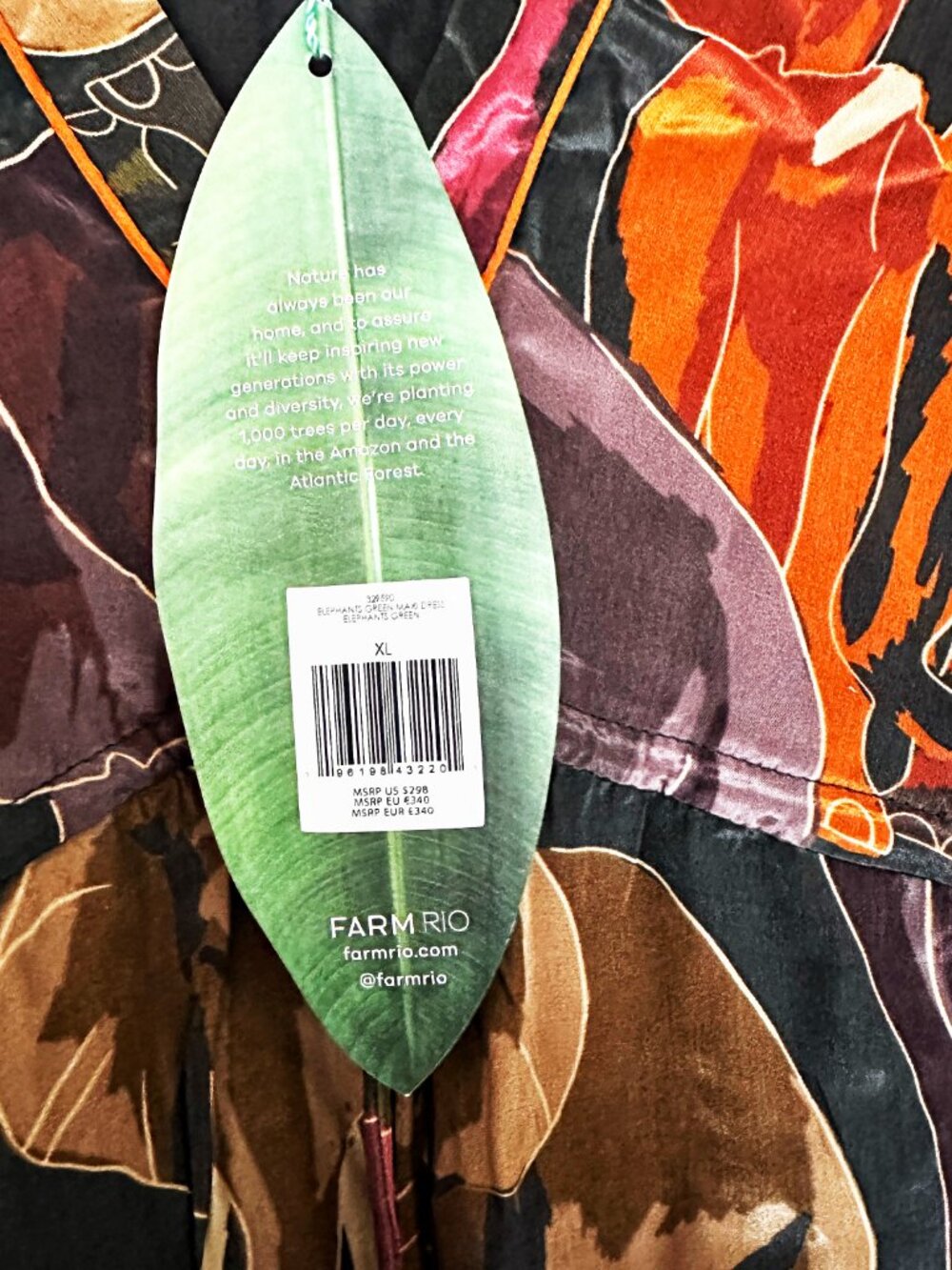 FARM Rio Elephants Green Maxi Dress NWT XL - Picture 10 of 10